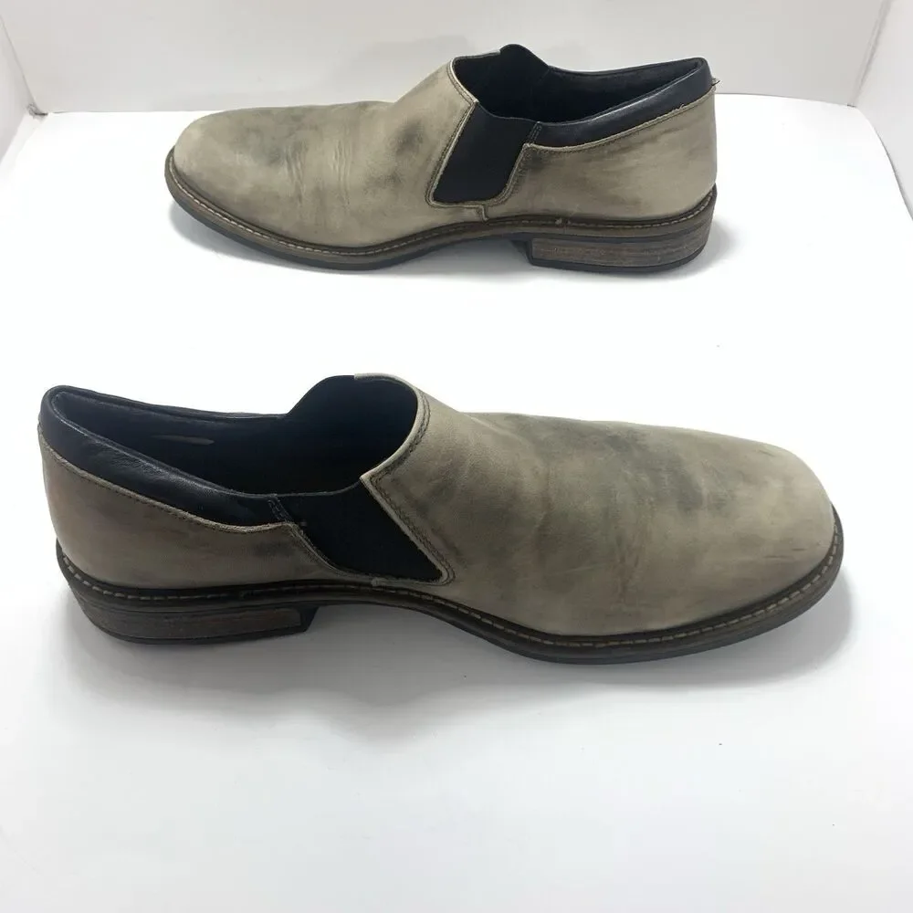 Naot Men’s Director Slip On Leather Gray Black Shoes Size 12-12.5 US